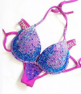 Ombre pink and blue competition bikini