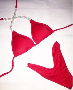 Plain red lycra bikini