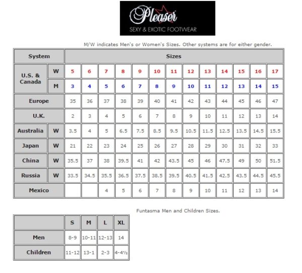 Pleaser Size Chart Miss Bikini Fitness