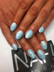 light blue nail artwork