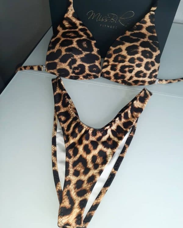 leopard print bikini fitness posing suits