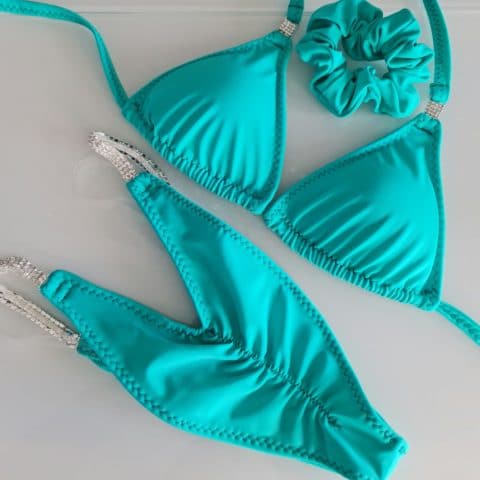 Tiffany Blue Posing Suit with connectors on bottoms