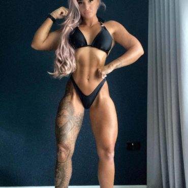 black competition posing bikini