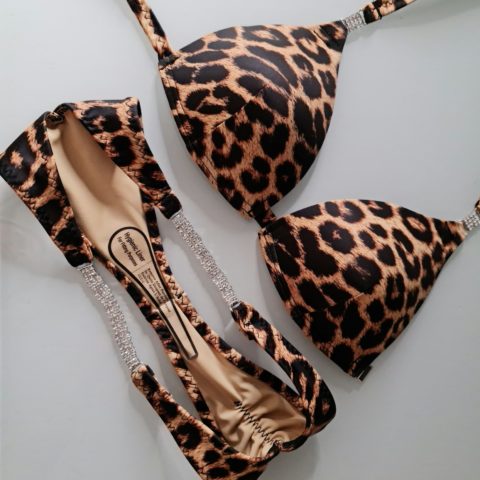 Leopard Posing Suit - Moulded Bra With Connectors Bottoms