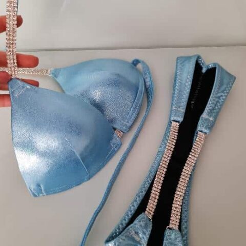 Baby Blue Shine Posing Suit With Connectors