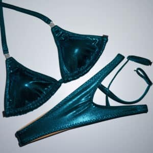 Teal Shine Triangle posing bikini