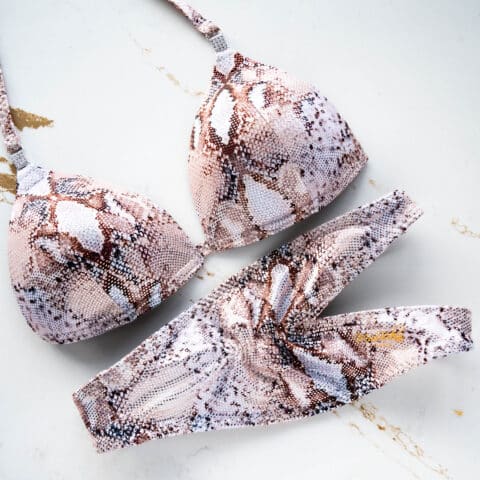 Wet look Snake Skin Moulded Posing Suit