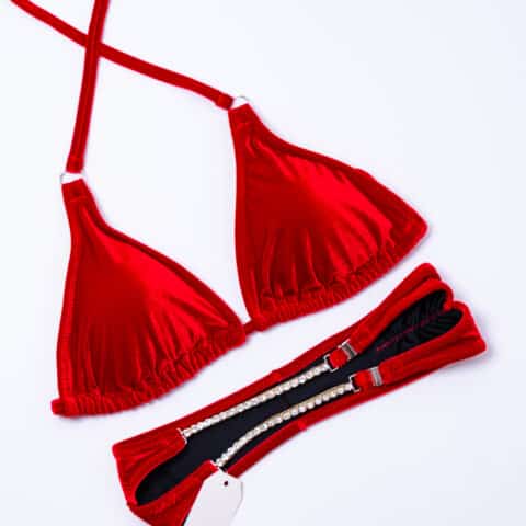Red Velvet with Connectors (C cup & 8 Pants) Bikini or wellness