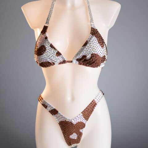 Cow Print Stage Suit - Size 8 & C Cup (BIKINI OR FIGURE)
