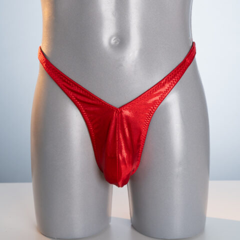 mens bodybuilding trunks - red shine - standard and pro cut